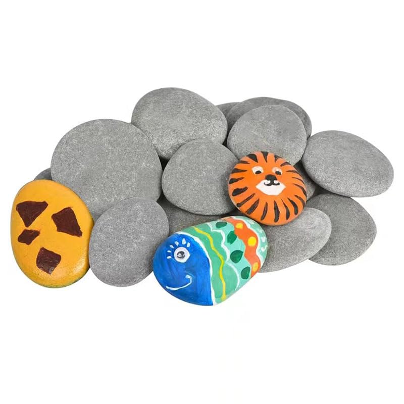 Painting Rock 16 pieces Flat River Rocks 4-6cm Beach Pebbles for Painting Smooth Large Pebbles for DIY Arts and Craft Painting