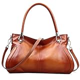 AINIMOER Womens Soft Leather Purse Vintage Shoulder Bag Tote Top-handle Handbags Cross Body Bags(Sorrel)