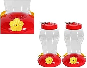 Garden Collection Hanging Hummingbird Feeder - 6.75 Inches - 2 Pack, Clear, Red