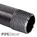 PIPE DECOR 3/4” x 12” Black Steel Plumbing Pipe, Pre Cut, Industrial Steel Grey Fits Standard 3/4 Inch Threaded Black Malleable Iron Fittings, Build Vintage DIY Furniture, 4 Pack