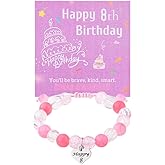 Happy Birthday Bracelet Gifts for Women 8 Year Old Daughter Beaded Bracelets for Niece 8th Birthday Decorations Gifts for Women Charm Beads Bracelet Sweet Daughter Granddaughter Bday Christmas Gift