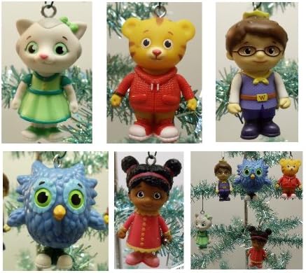 Daniel Tiger's Neighborhood 5 Piece Holiday Christmas Tree Ornament Set Featuring O The Owl, Prince Wednesday, Daniel Tiger, Miss Elaina, and Katerina Kittycat - Shatterproof Plastic Design Ranging from 2" to 2.5" Tall