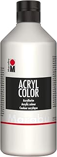 Marabu 12010075070 - Acryl Color weiß 500 ml, cremige Acrylfarbe auf Wasserbasis, schnell trocknend, lichtecht, wasserfest, zum Auftragen mit Pinsel und Schwamm auf Leinwand, Papier und Holz