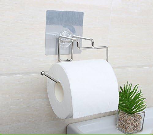 EzHomeSelf Adhesive SUS 304 Stainless Steel Toilet Paper Reserve Holder Storage Bathroom Kitchen Paper Towel Dispenser Tissue Roll Hanger Wall Mount, Brushed Finish,