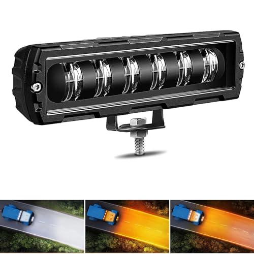 KAWELL 30W バイクフォグランプled バイク フォグランプ ワークライトミニ長方形 イカリング 2色切り替える ロービーム・ハイビーム一体型 8D PC レンズ 2000lm 6000Kクールホワイトライト 広角タイプ 投光器 (1)