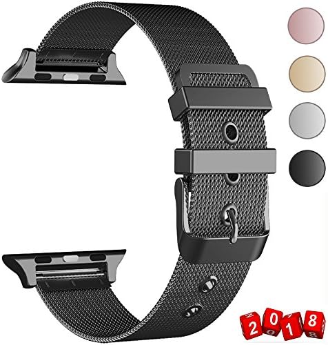 GEOTEL Band for Apple Watch 38mm 42mm, Stainless Steel Milanese Loop with Adjustable Magnetic Closure Metal iWatch Band for Apple Watch Series 3 Series 2 Series 1 (CLASSIC BUCKLE-BLACK, 38 mm)