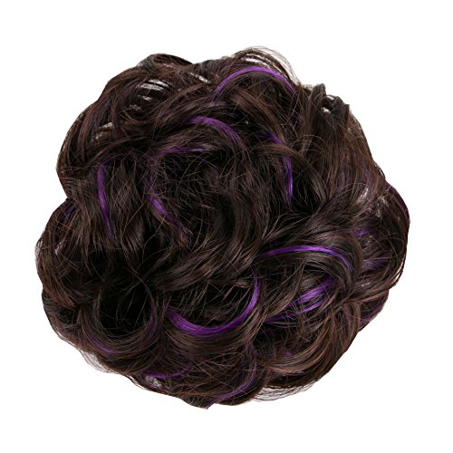 Le Bi You Wavy Curly Messy Bun Hairpiece Updo Scrunchie Ribbon