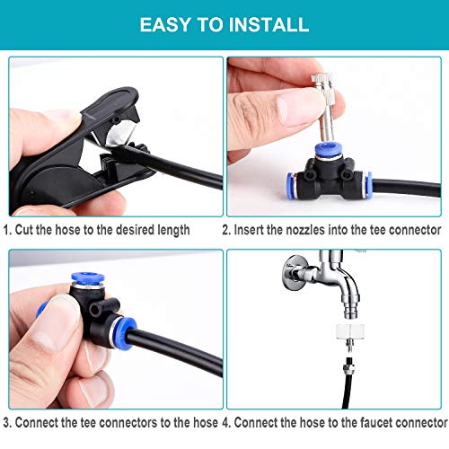 Homga Misting Cooling System 32.8FT(10M) with 10 Copper Metal Mist Nozzles and a Connector(3/4") for Trampoline Patio Misting Micro Flow Watering Automatic Distribution System