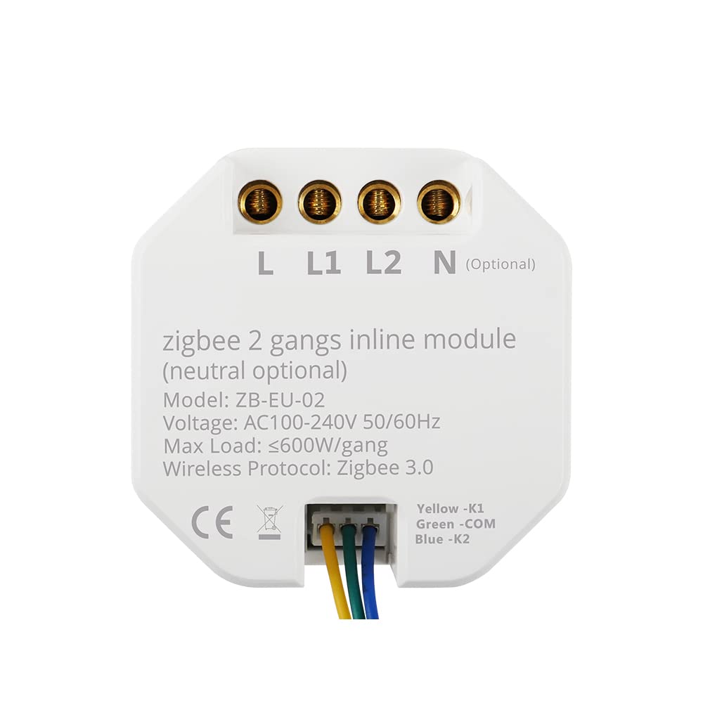 Yagusmart 2 Gang Zigbee Smart Light Switch DIY Breaker Module, 2 Way, Neutral Wire Optional, Need to Work with Tuya Zigbee Hub, Smart Life/Tuya APP Remote Control, Works with Alexa Google Home