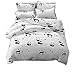 LemonTree Kids Panda Bedding Set - Child Soft Gray Comforter Cover - Cartoon White and Black Panda Pattern,Hypoallergenic,Microfiber,1 Duvet Cover+2 Pillowcases JUST Cover (Full/Queen, 03 Panda)