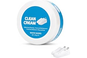 White Shoe Cleaner Cream, Multipurpose No Wash Cleaning Paste with Sponge for Leather Sneakers Soles Removes Dirt