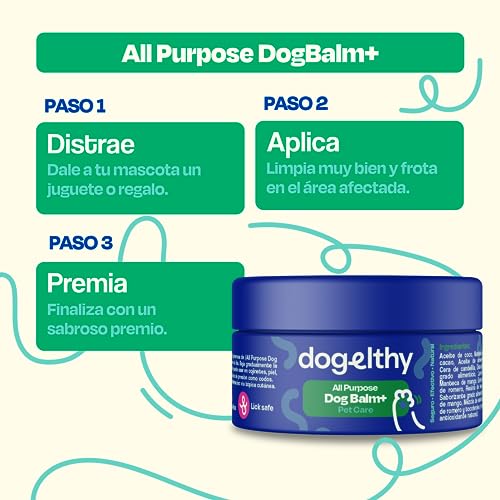 Dogelthy Dog Balm. Balsamo Hidratante para Perros. Balsamo para Perros para Mantiener la Piel, Patas y Nariz Libre de Resequedad. Pet Balm Hecho de Aceite de Coco, Almendra y más de 50g (Tarro)