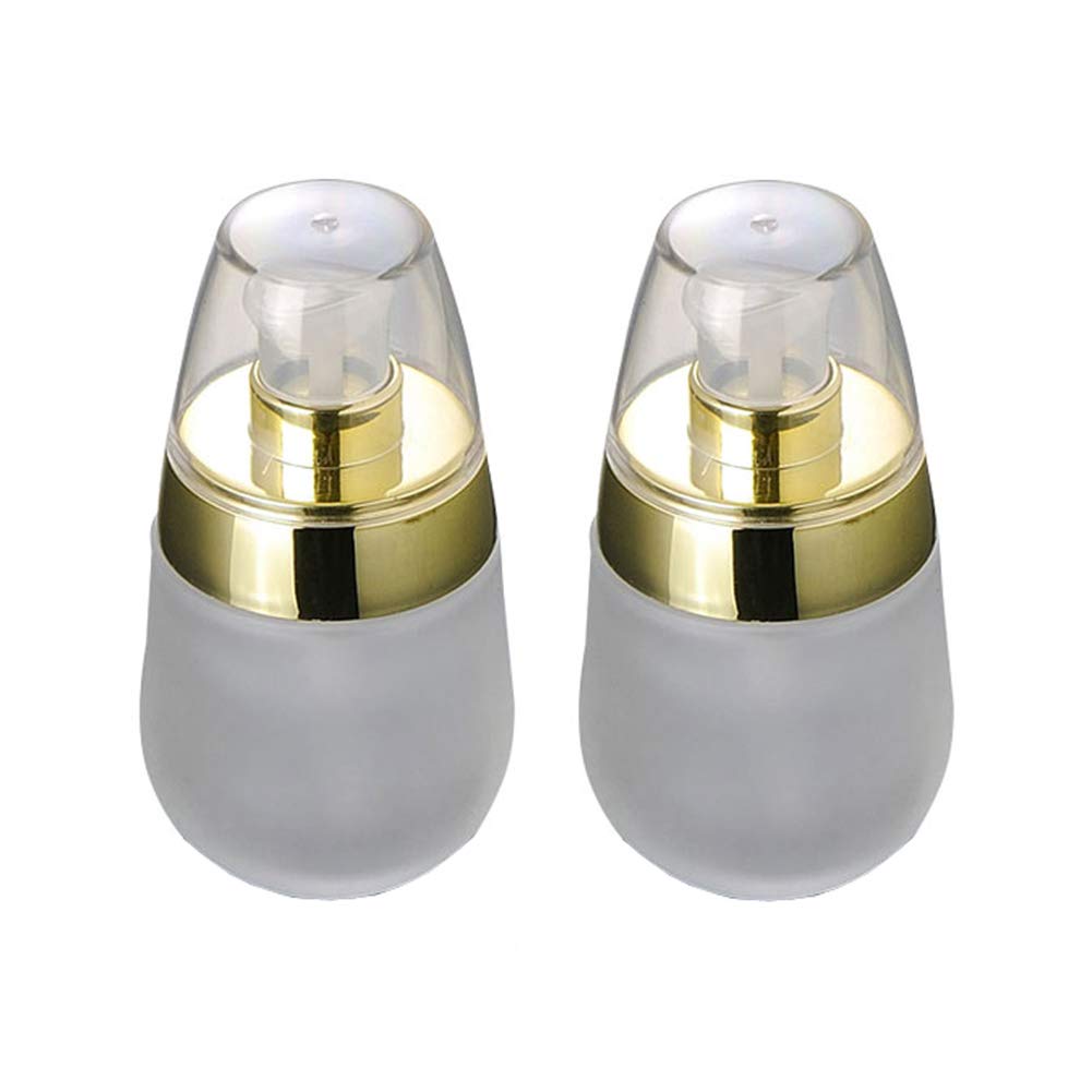 2PCS 30ml 1oz Empty Refillable Glass Container Makeup Cosmetic Face Cream Lotion Pump Bottles Jars Pots