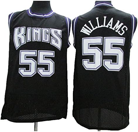 Williams Jerseys Men's Sacramento #55 Jason Jersey Basketball Jerseys Black (M)