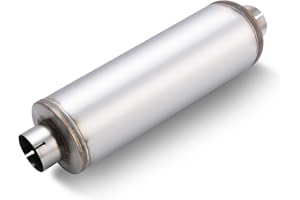 LCGP 4" Exhaust Muffler, 4'' Inlet & Outlet, 8" x 24" Body 30" Overall Length Universal Resonator, Performance Straight Through Slotting Design Welded on Exhaust Tip, Stainless Steel Mufflers