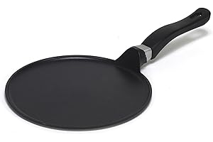 IMUSA USA 9.5" Nonstick Soft Touch Comal/Griddle with Soft Touch Handle, Black