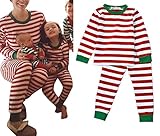 Women Men Christmas Sleepwear Long Sleeve Striped Pants Pajamas Set