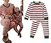 Women Men Christmas Sleepwear Long Sleeve Striped Pants Pajamas Set