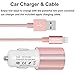 iPhone Car Charger, IWAVION 4.8A/24W Dual Rapid USB Ports Car Charger with 3FT Nylon Braided Lightning Cable Cord For Apple iPhone 7/7 Plus/6 6S Plus 5S 5 5C SE, iPad Air/Pro/Mini, iPod(Rose Gold)
