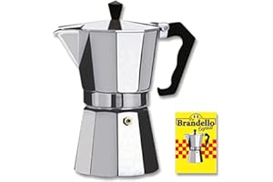 Brandello Aluminum Espresso Stovetop Coffee Maker Silver 1 Cup Moka Pot Cuban Coffee Maker (Brandello Express)