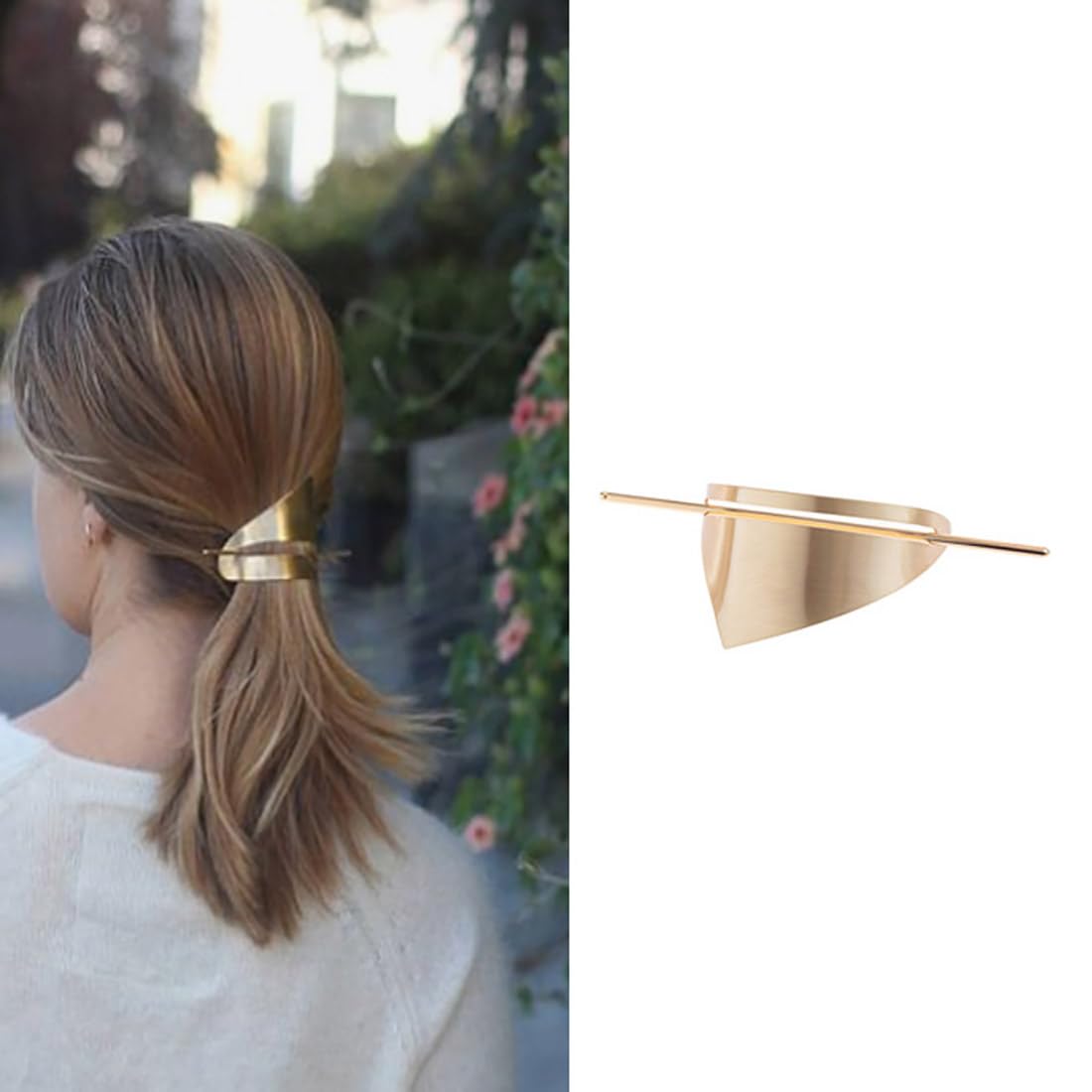 Cubahop Vintage Triangoli Metal Hair Barrettes Geometry Smooth irregolari Hair Accessories Hair Stick Pins for Women and Girls (Gold)