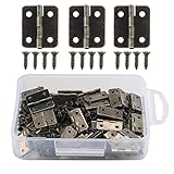 Anpatio Antique Bronze Mini Hinges 50pcs Butt Hinges 270 Degree Folding Hinge with 200pcs Replacement Screws for Wooden Jewelry Box Dollhouse Crafts 0.6 x 0.71 inches