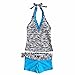 FEESHOW Big Girls' Youth Two Piece Zebra Halter Tankini Swimsuit Swimwear Set
