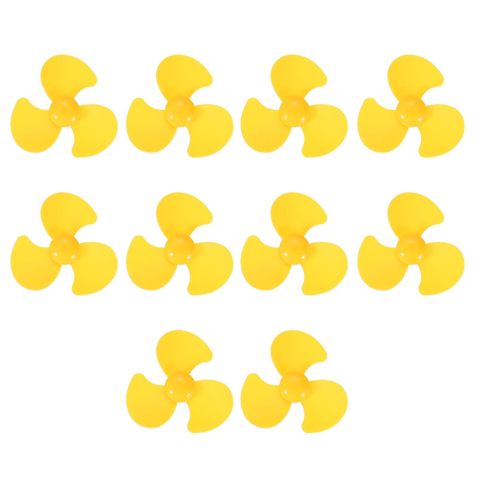 sourcing map 2mm DC Motor Shaft Propeller, 70mm Fan Shape 3-blade Plastic Round Propeller for DIY Model Airplane Science Education Toys Motor RC Boat Micro (Yellow, Pack of 10)