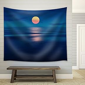 an Image of a Beautiful Sunset Over The Ocean - Fabric Wall Tapestry Home Decor - 51x60 inches