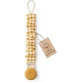 Muslin Cotton Pacifier Clips - Metal-Free, Lightweight and Secure Pacifier Holder for Babies (Sun &Eacute;clat) - Mila &amp; Lulu