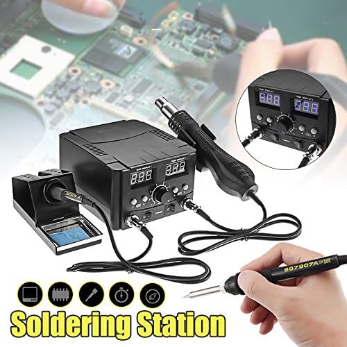 750W 2 In 1 Soldering Iron Station Rework Kit Desoldering Hot Air Heater LCD