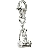 Danish Mermaid Charm with Lobster Claw Clasp, Charms for Bracelets and Necklaces