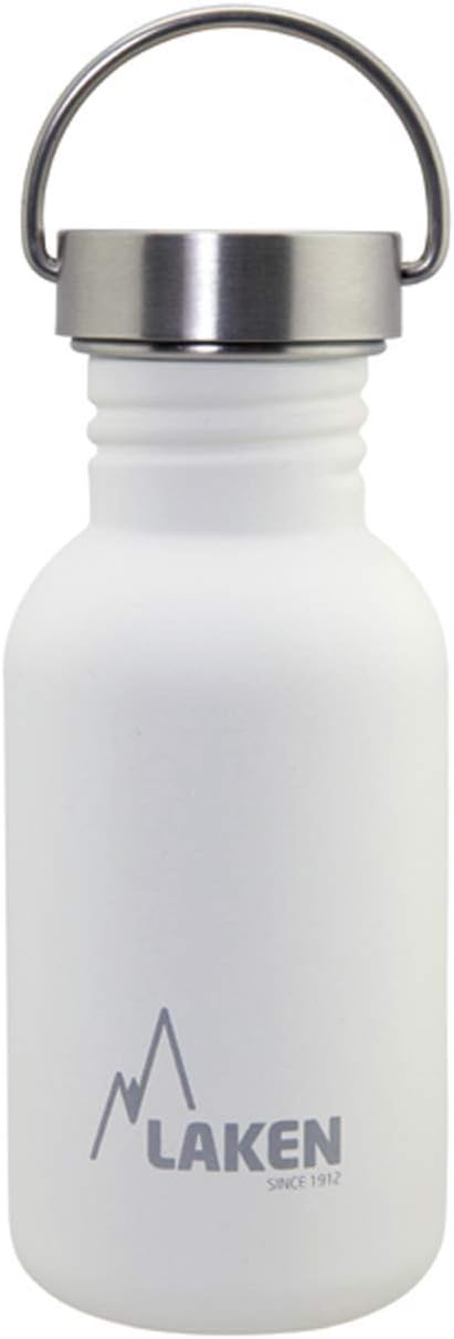 LAKEN Unisex - Adults Very Robust Stainless Steel Bottle 0.5 L White with Vintage Lid 0.5 L, 500 ml