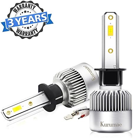 H1 Led Headlight Bulbs, Kurumae All-in-one Car Automotive LED Headlight Headlamp Conversion Kits 2 Pcs with CSP Chips - 72W,8000Lm,6500K,Waterproof IP65 3-Year Warranty