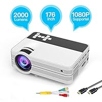 YXFYXF WiFi/Bluetooth Projector, Wireless Projector 1080P Full HD Supported, Physical Resolution 800x 480, LED Video Projector 65ANSI for Home Theater,White