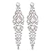 BriLove Women's Elegant Crystal Wedding Bridal 1920s Hollow Floral Cluster Teardrop Dangle Earrings Clear Silver-Tone