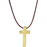 GENIQUE Cross Necklace for Men with Black Leather Cord - Silver and Gold Cross Necklace - Stylish Christian Necklace for Men