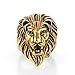 COPAUL Jewelry Punk Rock Men's Stainless Steel Rings, Lion Style,Gold Color,Size10