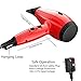 NITION Ionic Hair Dryer with Diffuser Attachment 1875 Watt Ceramic Negative Ion Blow Dryer Cool Shot Button 3 Heat/2 Speed Settings for Quick Drying,Compact size Lightweight,Red