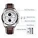 MEGIR Men Watches Fashion Genuine Leather Quartz Chronograph Watch Clock for Gentle Male Students (White)