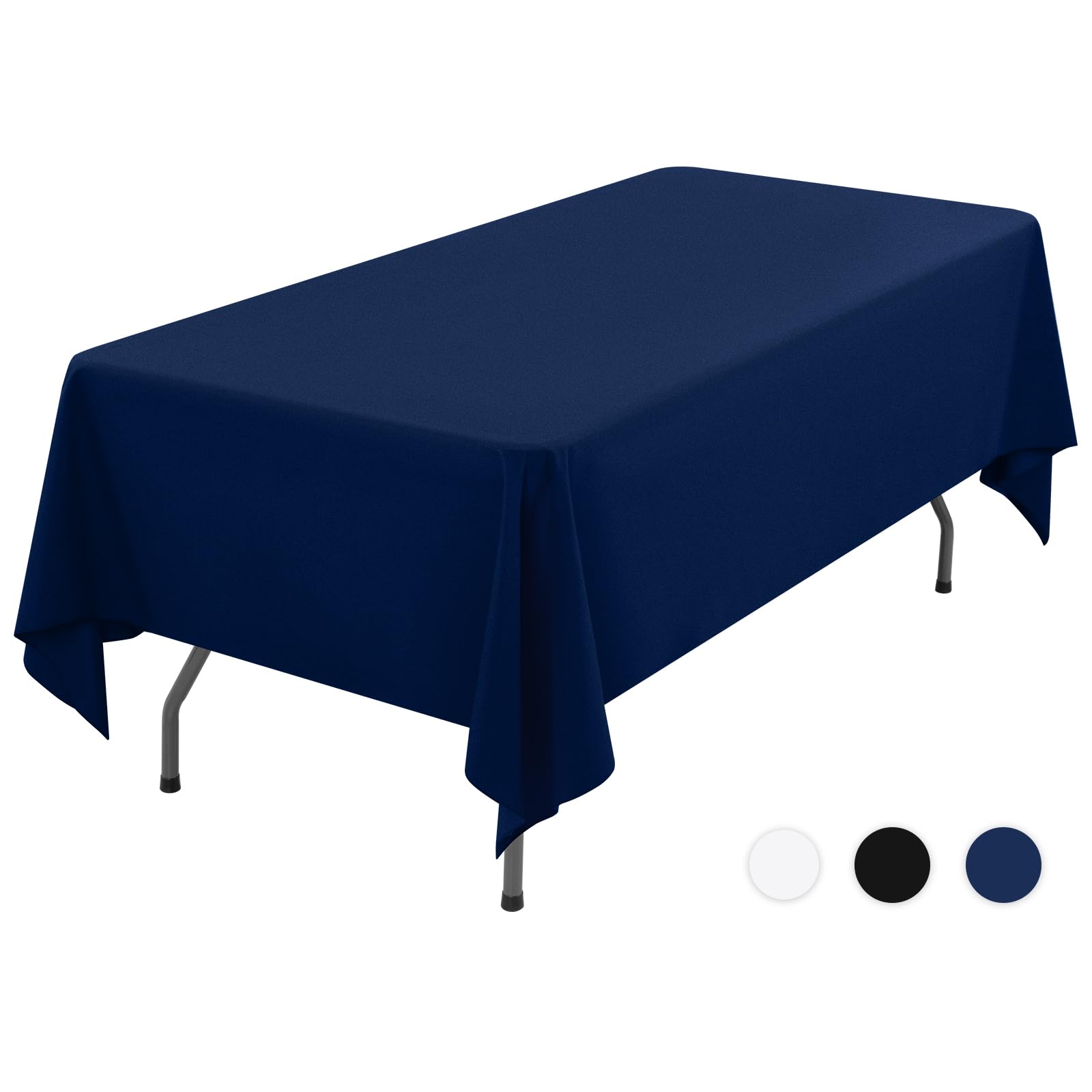 Showgeous Navy Blue Tablecloths Rectangular Polyester Tablecloth for 8ft Rectangle Tables Washable Navy Blue Fabric Table Covers for Wedding Banquet Restaurant Buffet Parties Camping(153x320cm)