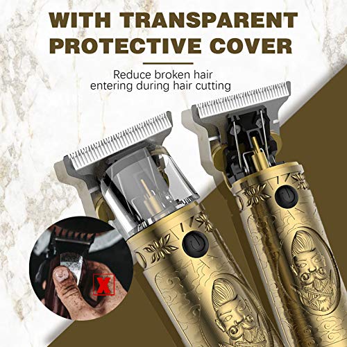 Electric Hair Clippers for Men, Professional Barber Haircut Kit Zero Gapped Beard Trimmer, Cordless Rechargeable T-Bladed Close Cutting Outliner Grooming Shaver Hair Clippers for Baldheaded