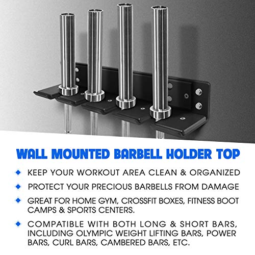 Yes4All Vertical Wall Mounted Olympic Barbell Holder, Barbell Storage Rack, Hanging Barbell Rack