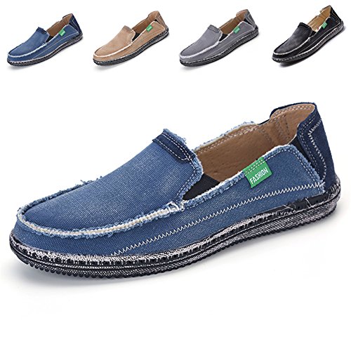 LRUN Match Men's Canvas Shoe Cotton Cloth Walking Shoes Blue 9 M US FrenzyStyle