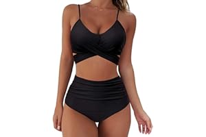 APIVOE Women's High Waisted Bikini Sets Plus Size Two Piece Tankini Swimsuit Bottom Sexy Halter Push up Bathing Suit Swimwear