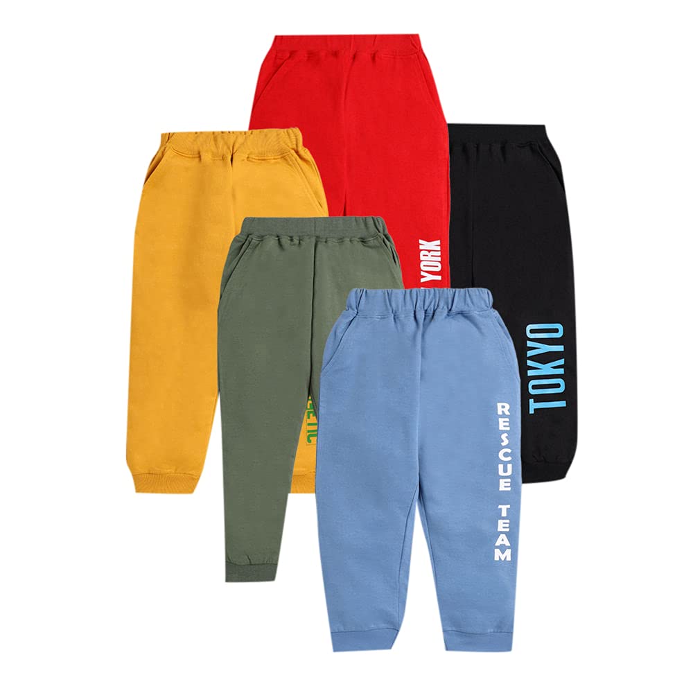 Buy Hopscotch Boys Cotton Joggers Pack of 5 in Black Color for Ages 56