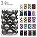 KI Store 34ct Christmas Ball Ornaments Shatterproof Christmas Decorations Tree Balls Small for Holiday Wedding Party Decoration, Tree Ornaments Hooks Included 1.57” (40mm Space Gray)