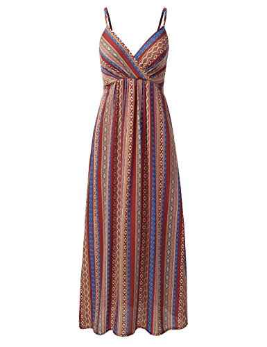 Bohemian Queen Surplice V-neck Spaghetti Strap Tank Maxi Dress KS004_MAUVE XL