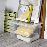 Wham Plastic Storage Boxes 60 Litre Pack of 5 Clear Nestable Stackable view 5