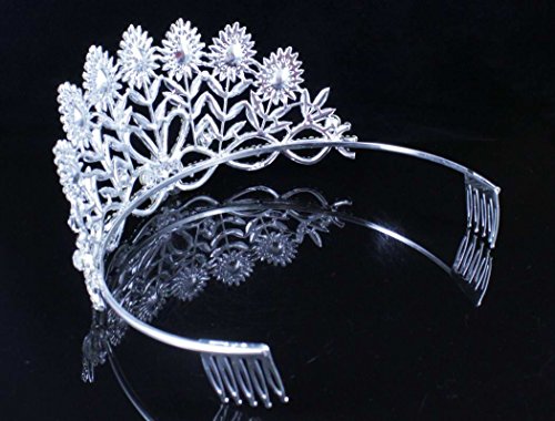 Janefashions Flowers Clear Austrian Crystal Rhinestone Tiara Crown Bridal Prom Pageant T11887